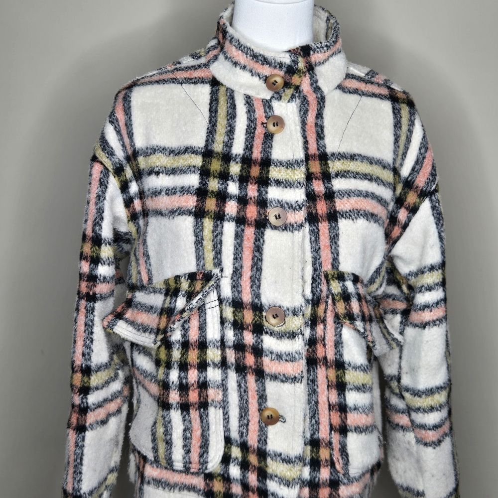Bagatelle pastel plaid shacket Womens M Jacket Soft Comfortable Warm